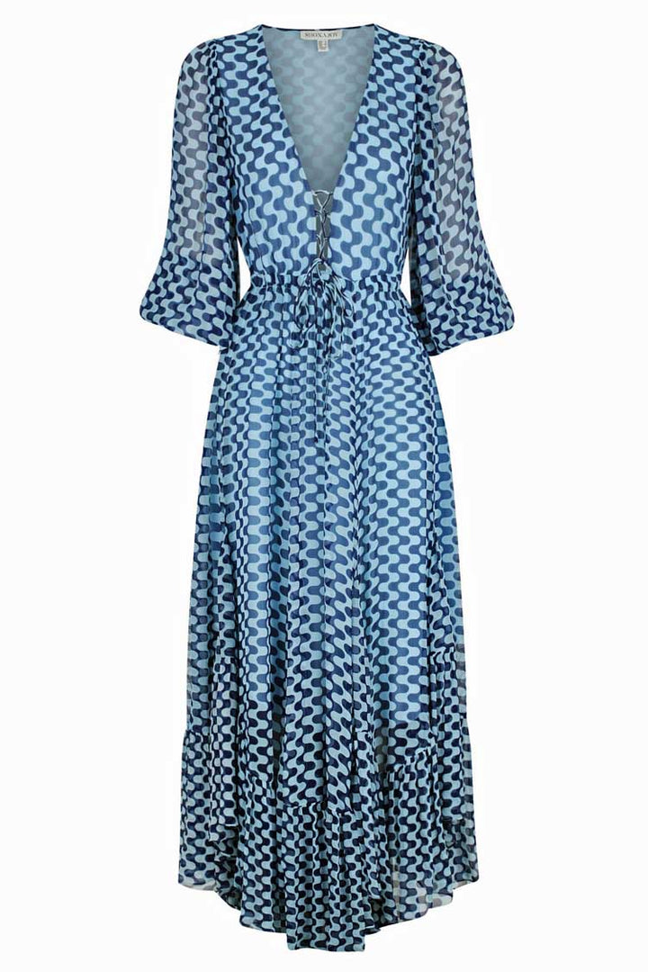 Elina Lace Front Drawstring Maxi Dress