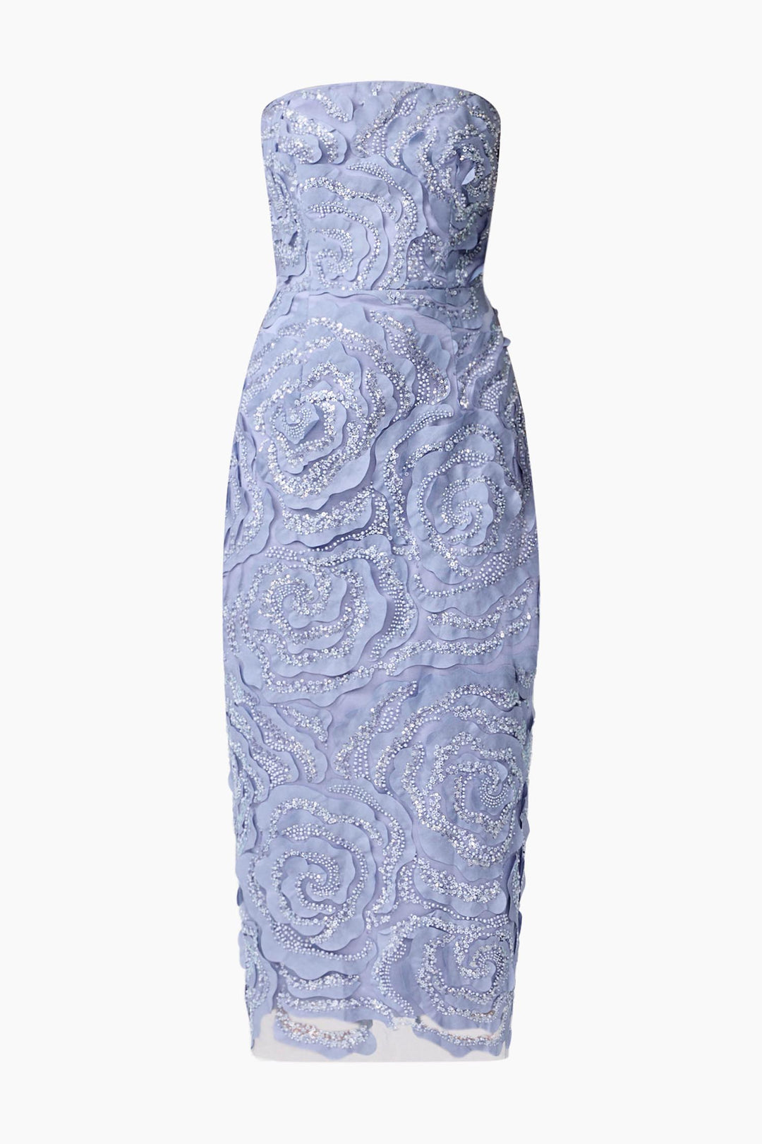 Elisa Strapless Midi Dress in Steel Blue