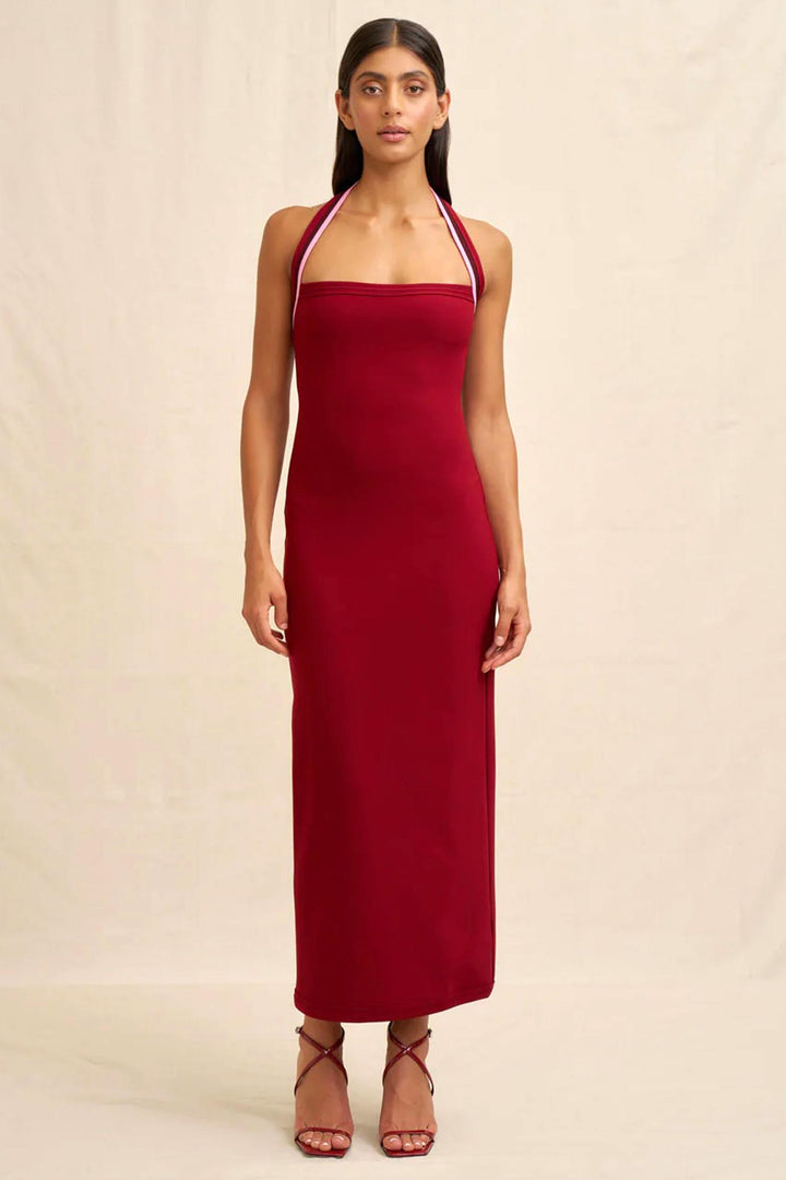 Eliza Midi Dress in Wine Pink