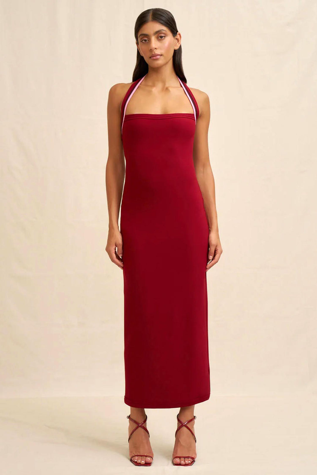 Eliza Midi Dress in Wine Pink