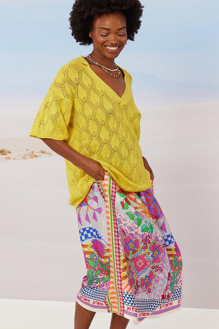 Elizabeth Printed Midi Skirt in Rangoli