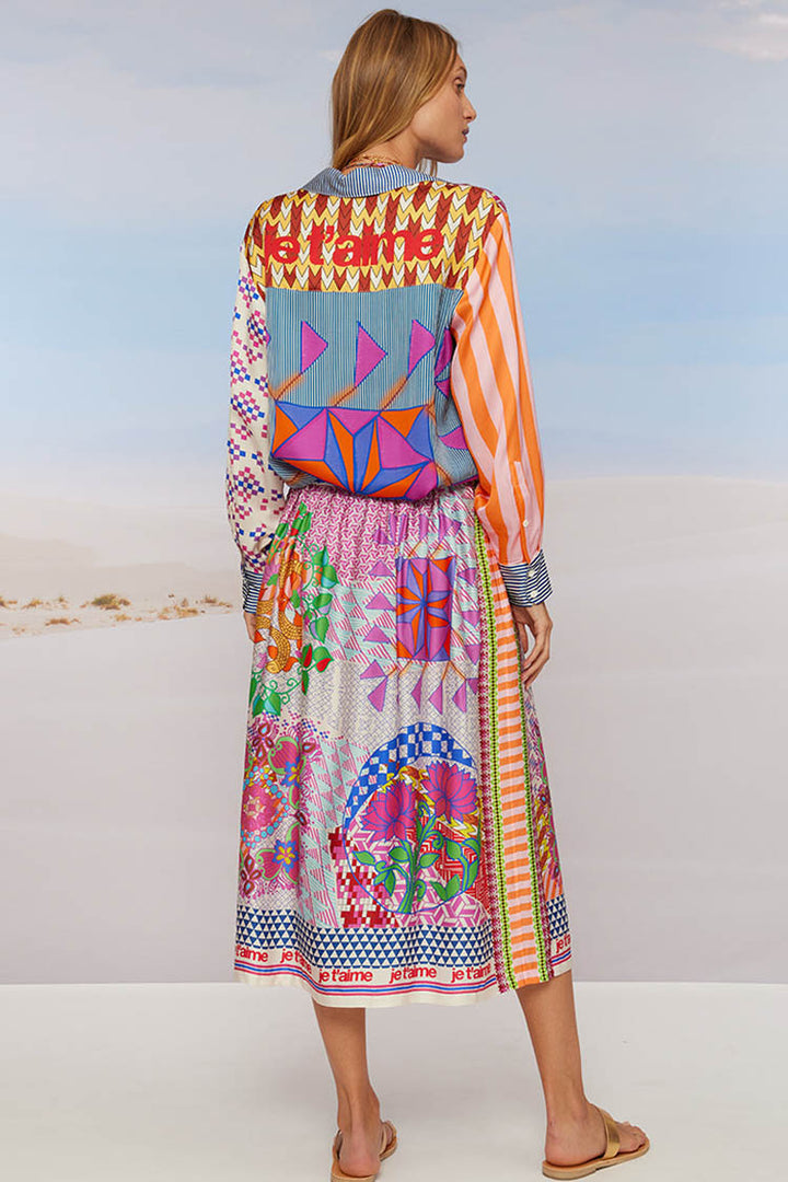 Elizabeth Printed Midi Skirt in Rangoli