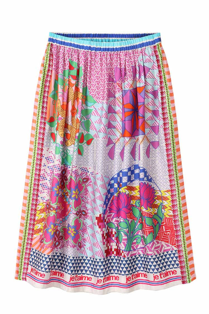 Elizabeth Printed Midi Skirt in Rangoli