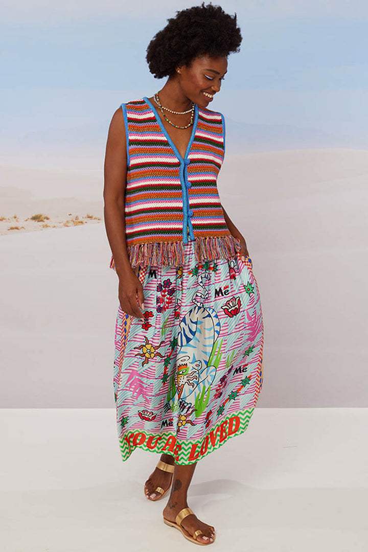 Elizabeth Printed Midi Skirt in Tiger