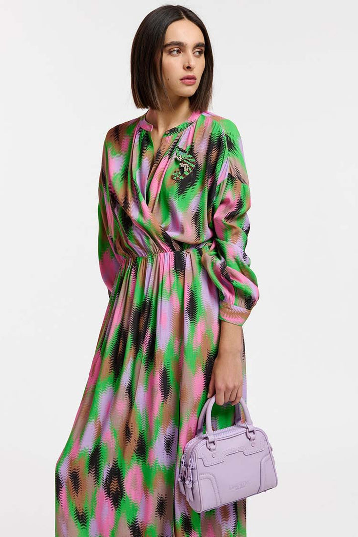 Elouise Abstract Print Midi Dress