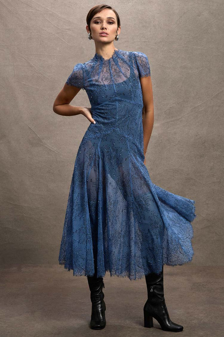 Elsa Midi Dress in Cornflower Blue