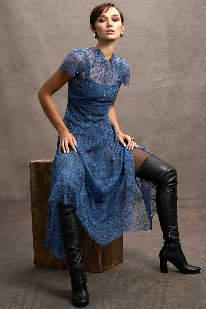Elsa Midi Dress in Cornflower Blue