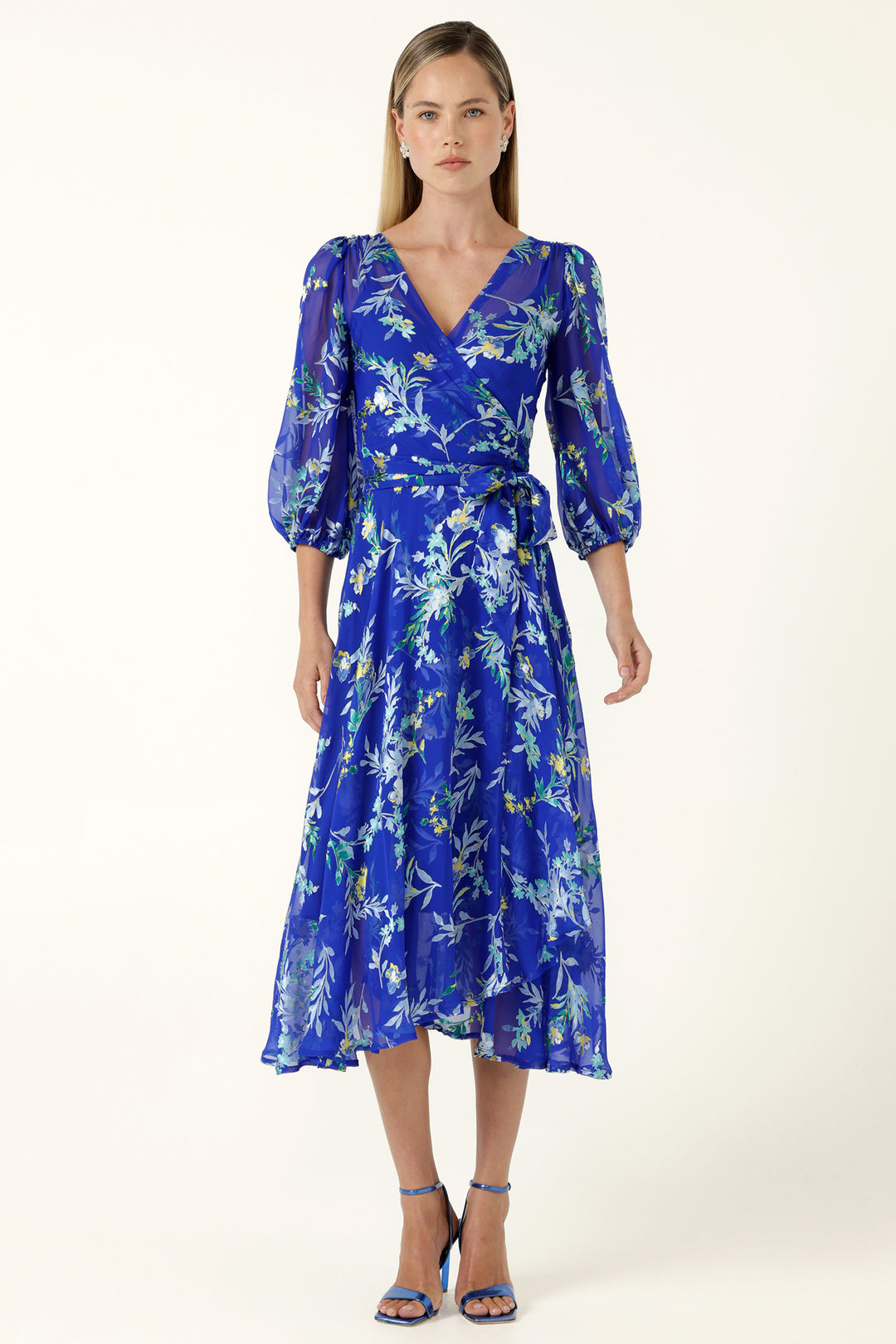 Elspeth Wrap Dress in Sapphire Floral