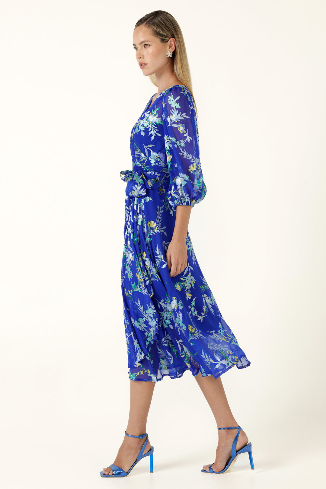 Elspeth Wrap Dress in Sapphire Floral