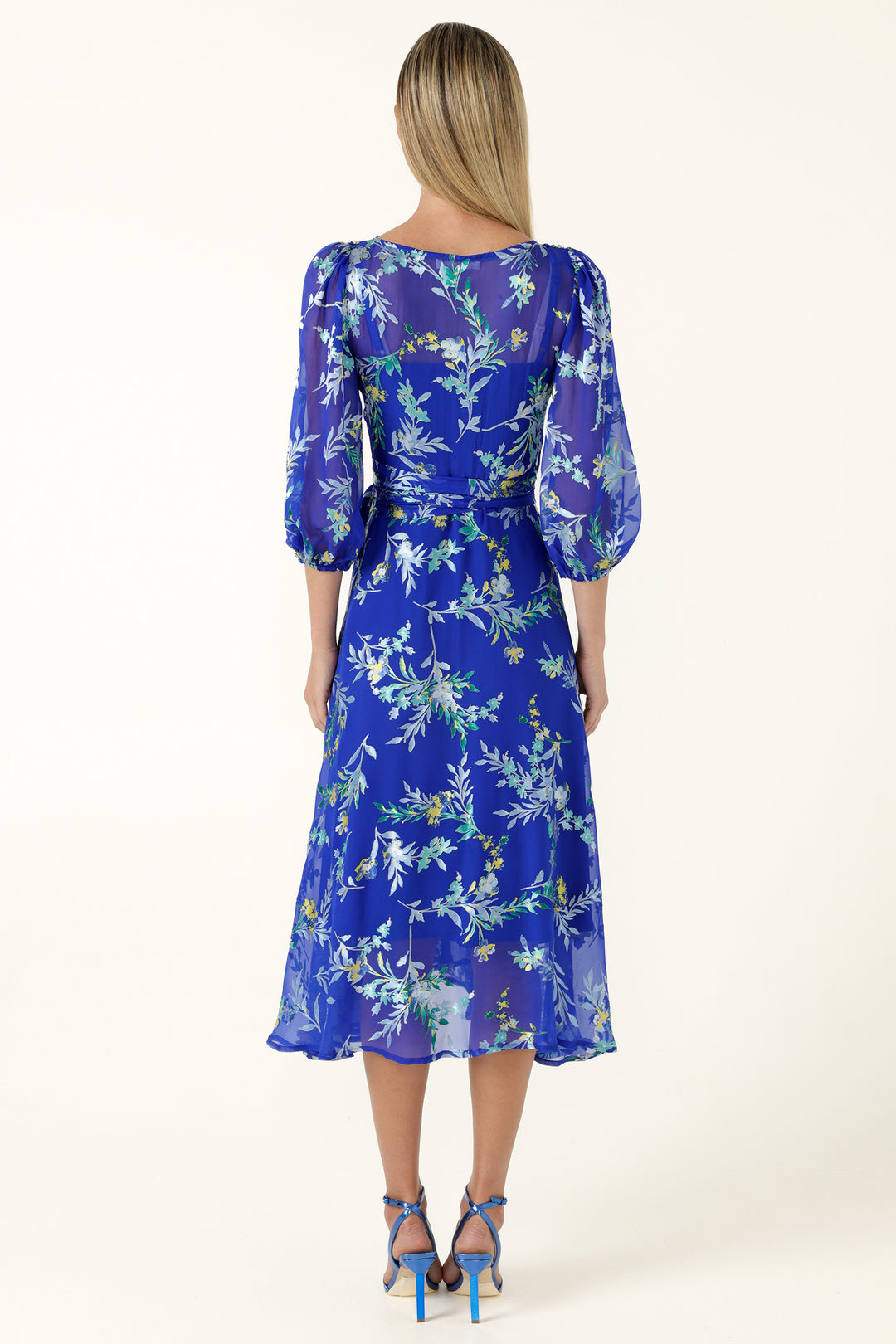 Elspeth Wrap Dress in Sapphire Floral