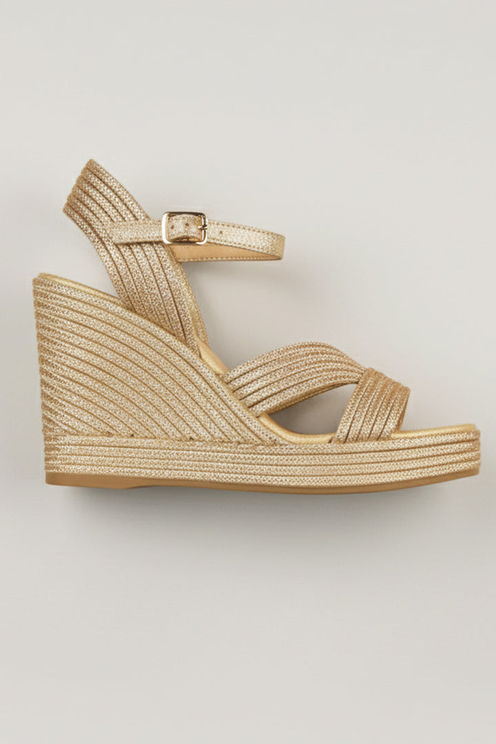 Emarson Rope Wedge Heels in Gold