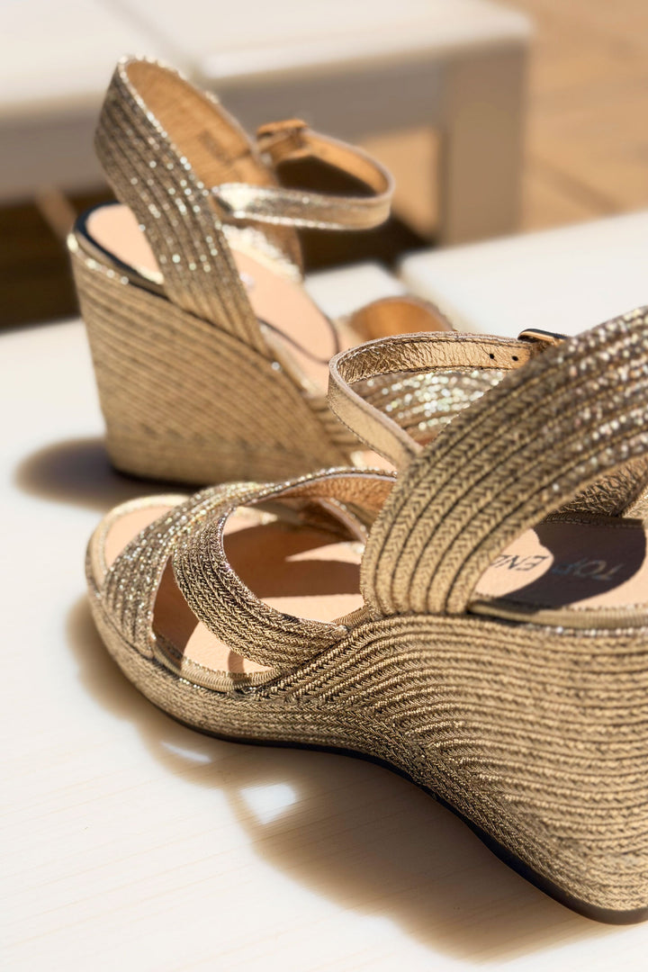 Emarson Rope Wedge Heels in Gold