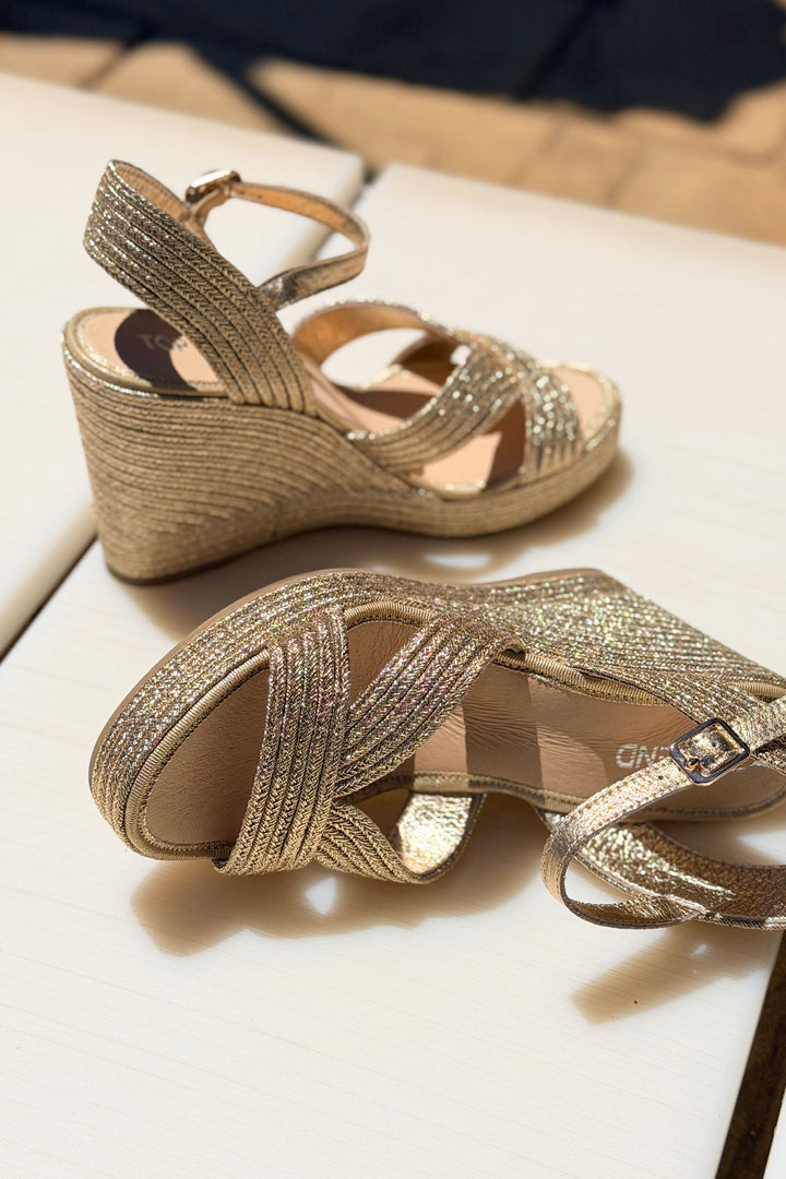 Emarson Rope Wedge Heels in Gold