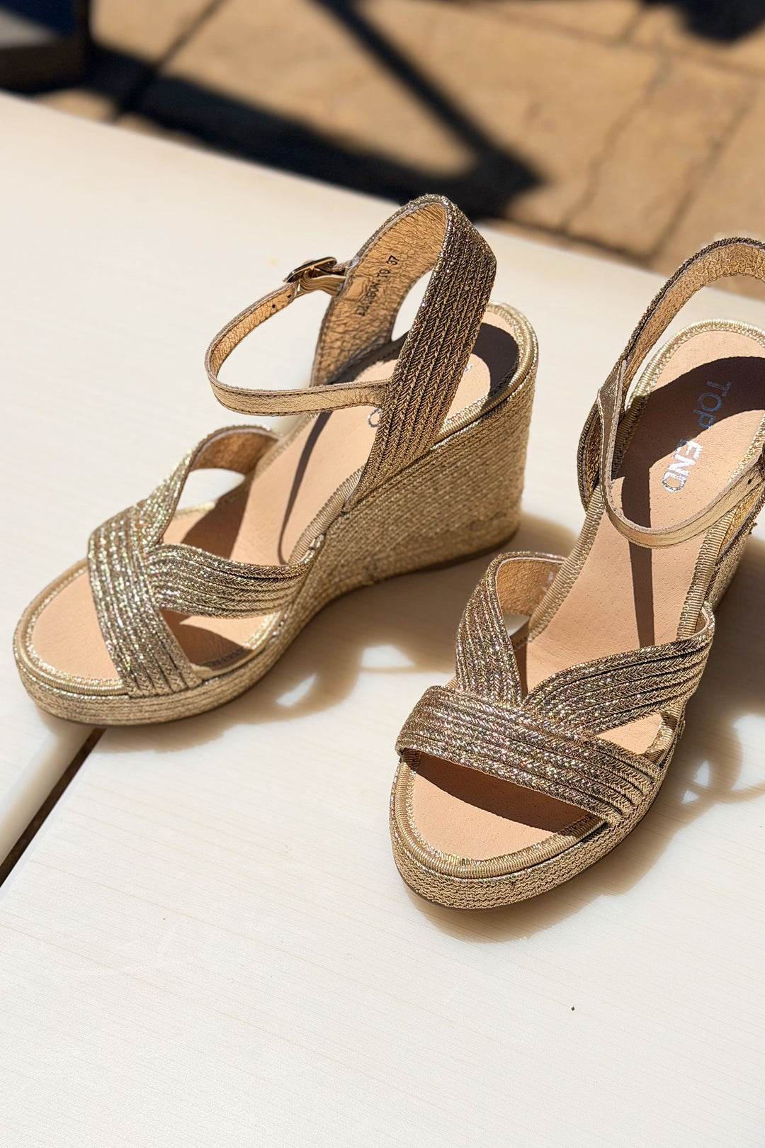 Emarson Rope Wedge Heels in Gold