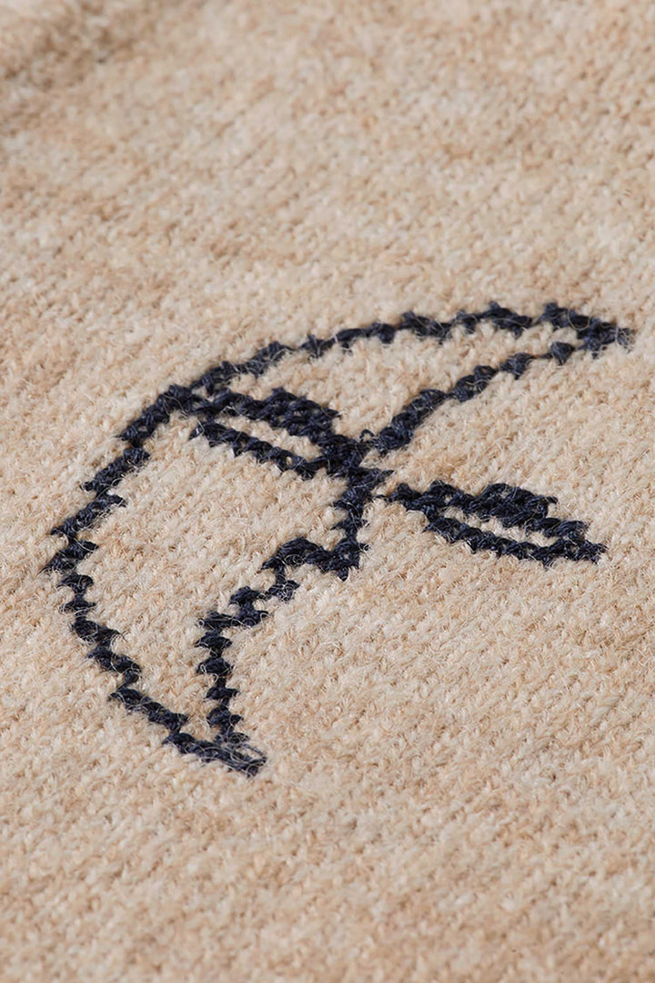 Embroidered Knitted Tank in Oatmeal Melange