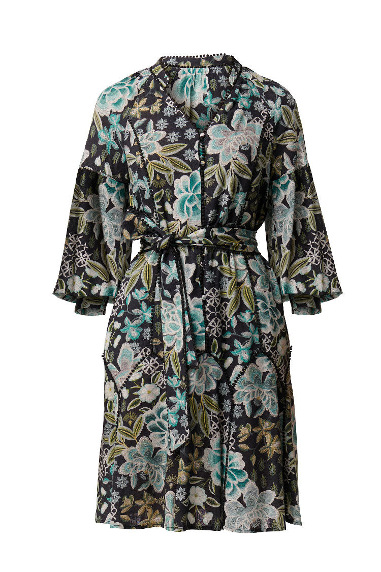 Emersyn Lace Panelled Dress in Dahlia Fields