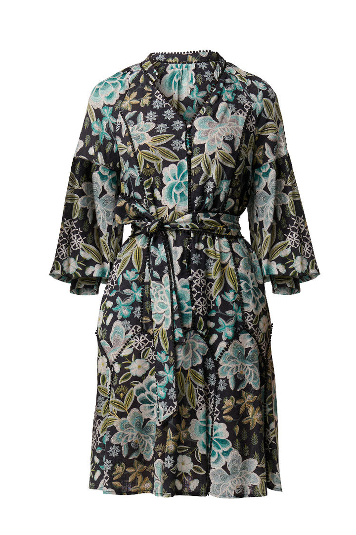 Emersyn Lace Panelled Dress in Dahlia Fields
