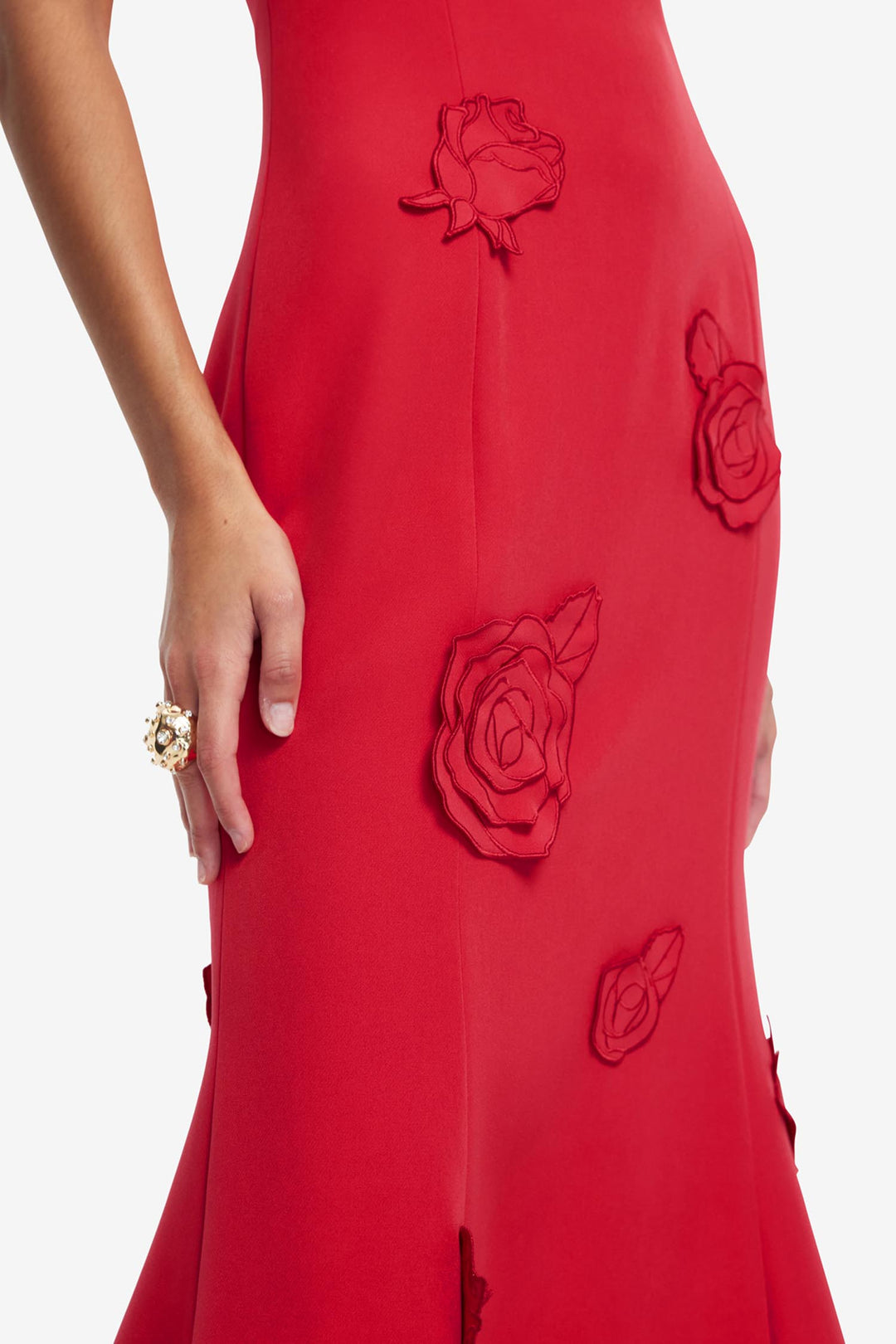 Emily Applique Midi Dress in Scarlet