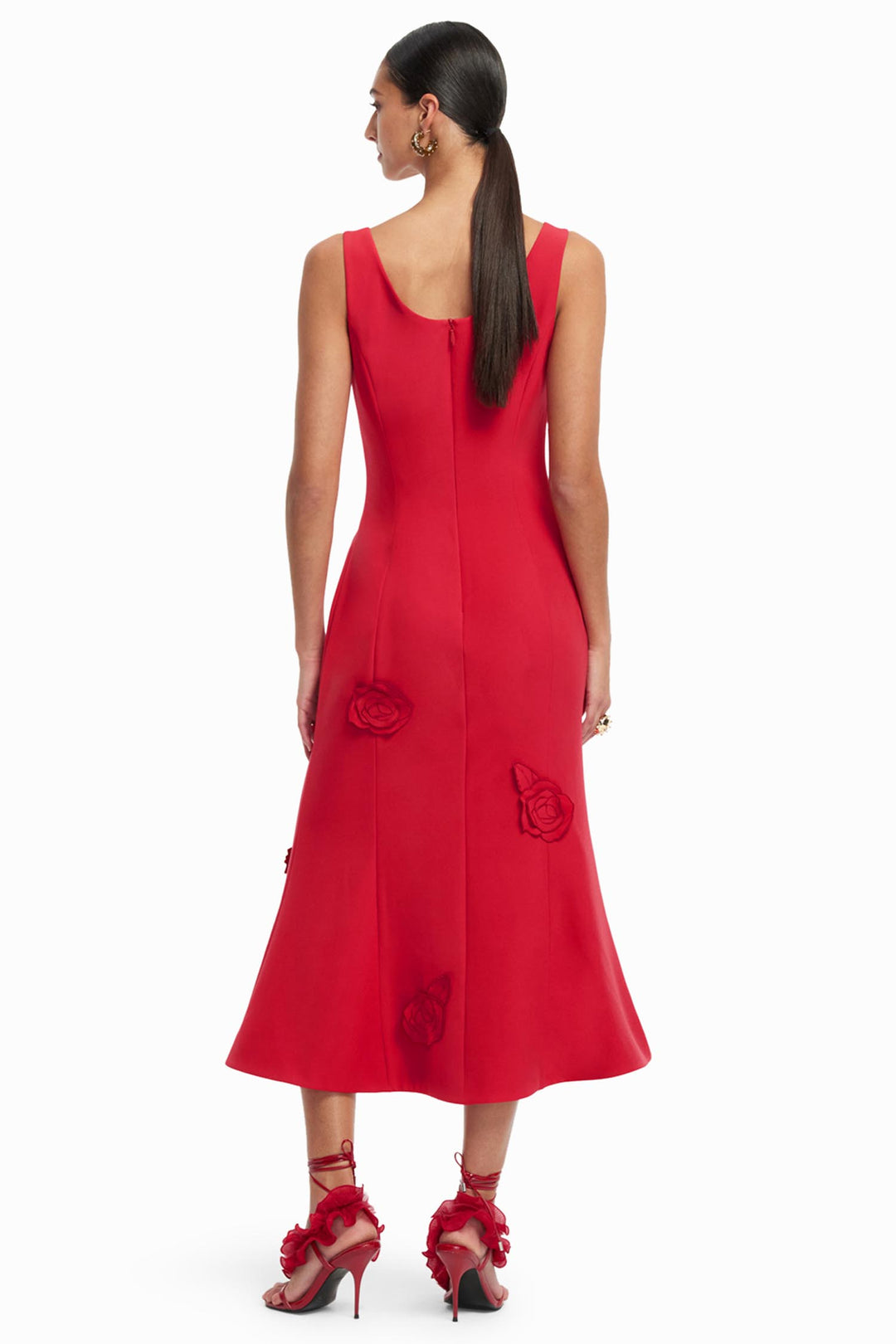 Emily Applique Midi Dress in Scarlet