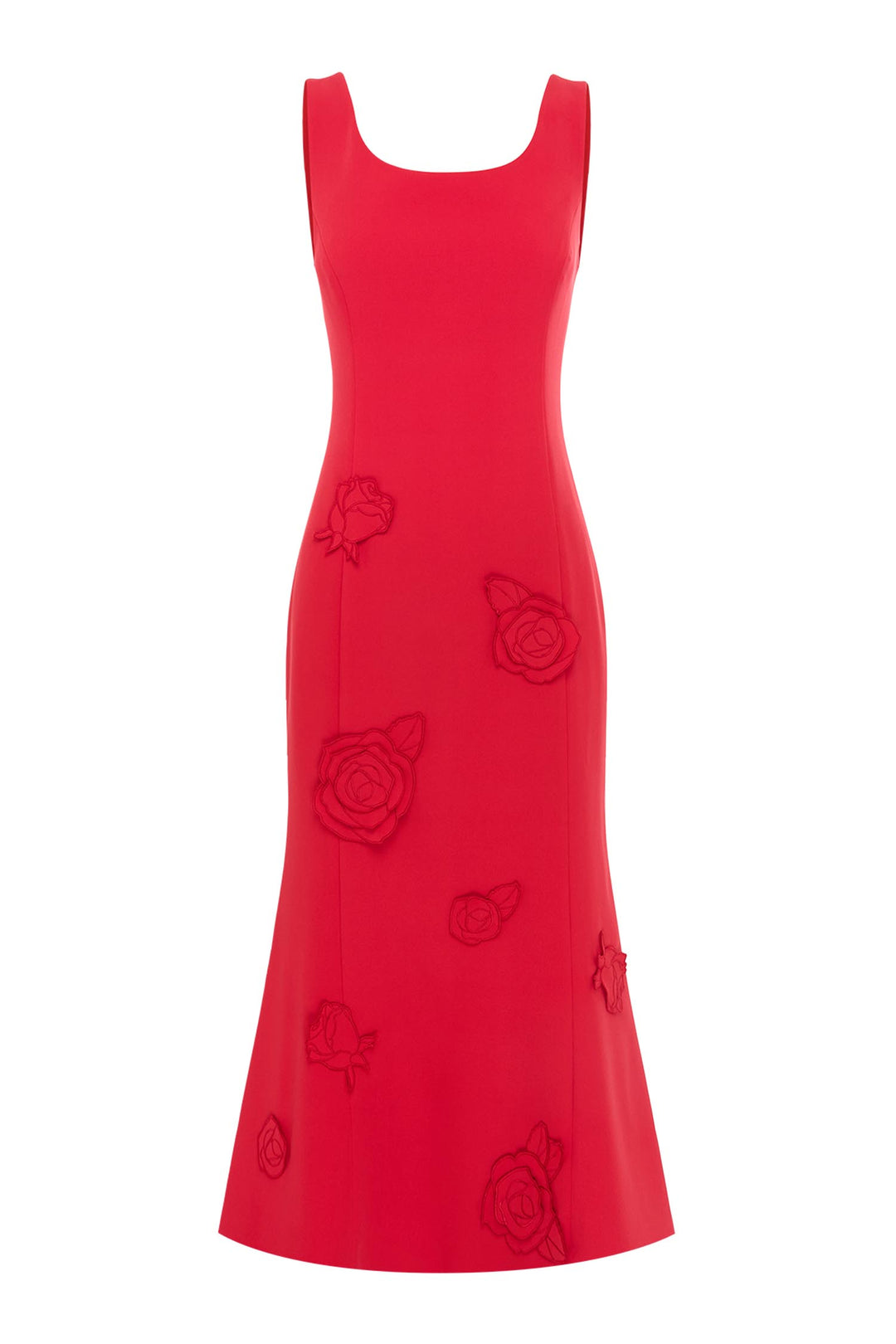 Emily Applique Midi Dress in Scarlet