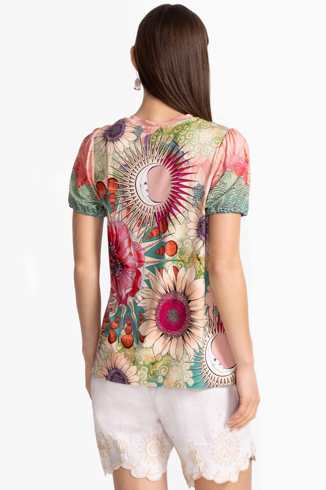 Emily Janie Fav V-Neck Puff Sleeve Tee Shirt