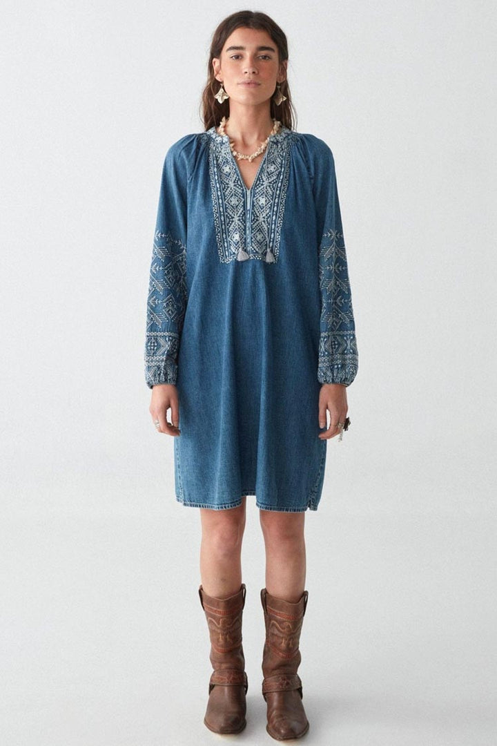 Emma Mini Dress - Denim Romance
