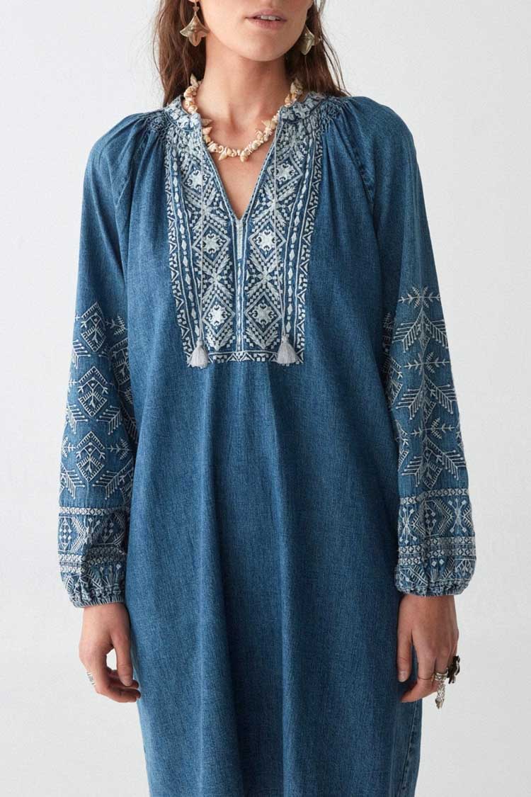 Emma Mini Dress - Denim Romance