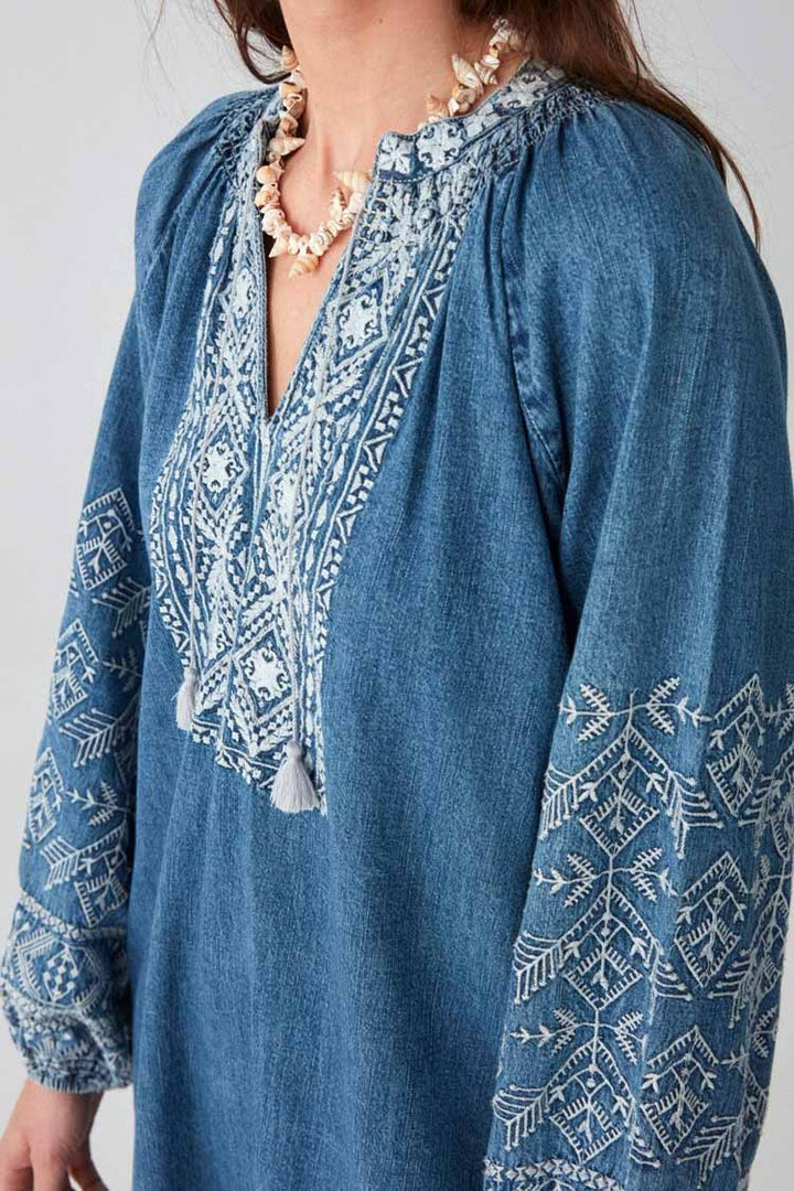 Emma Mini Dress - Denim Romance