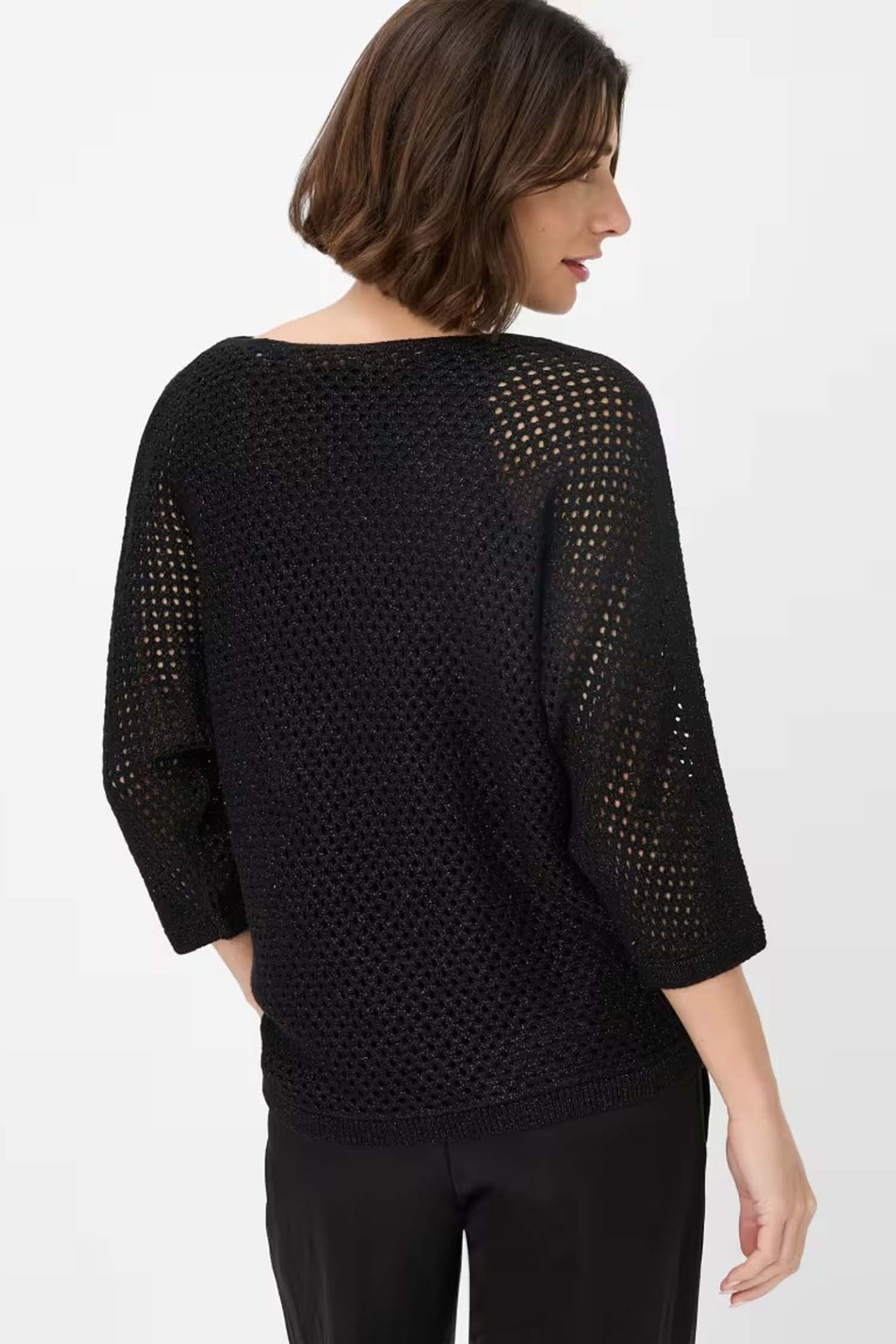 Emma Open Weave Knit Top in Black