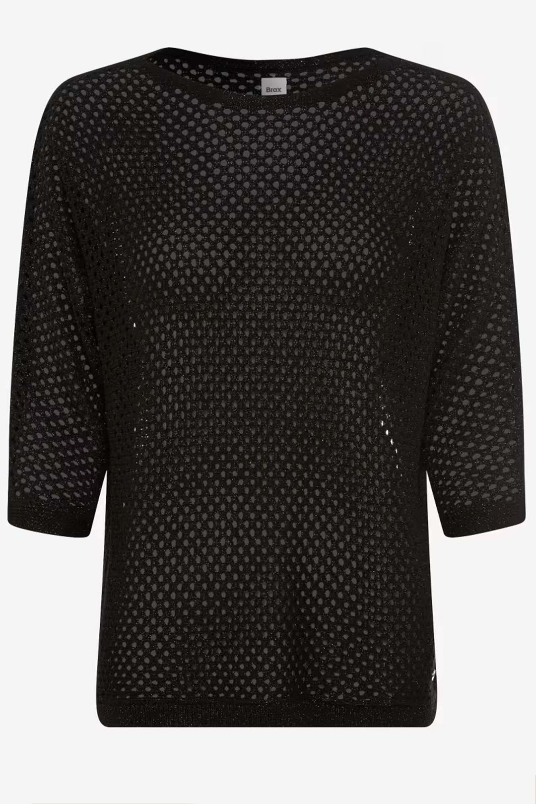 Emma Open Weave Knit Top in Black