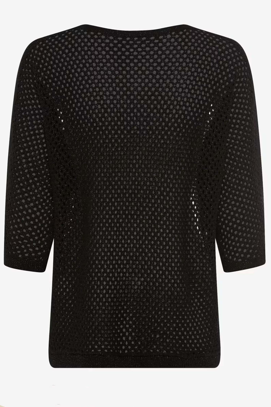 Emma Open Weave Knit Top in Black