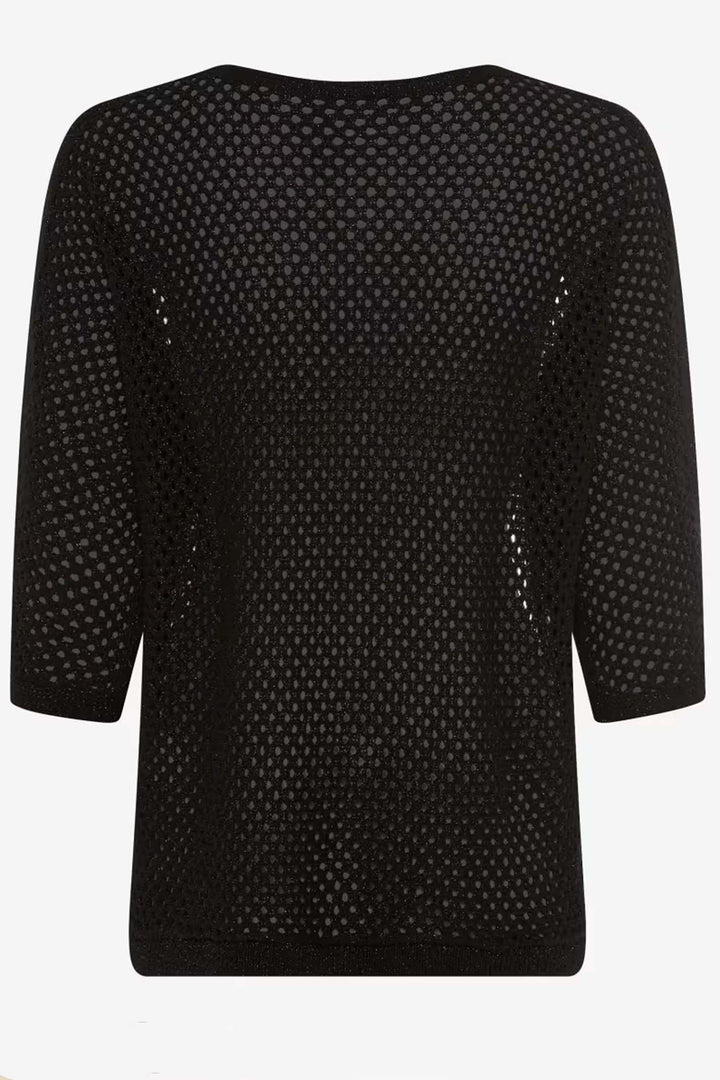 Emma Open Weave Knit Top in Black