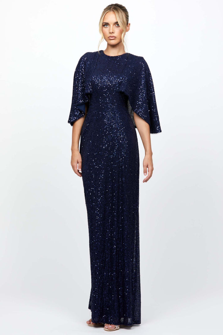 Emmalene Cape Sleeve Gown