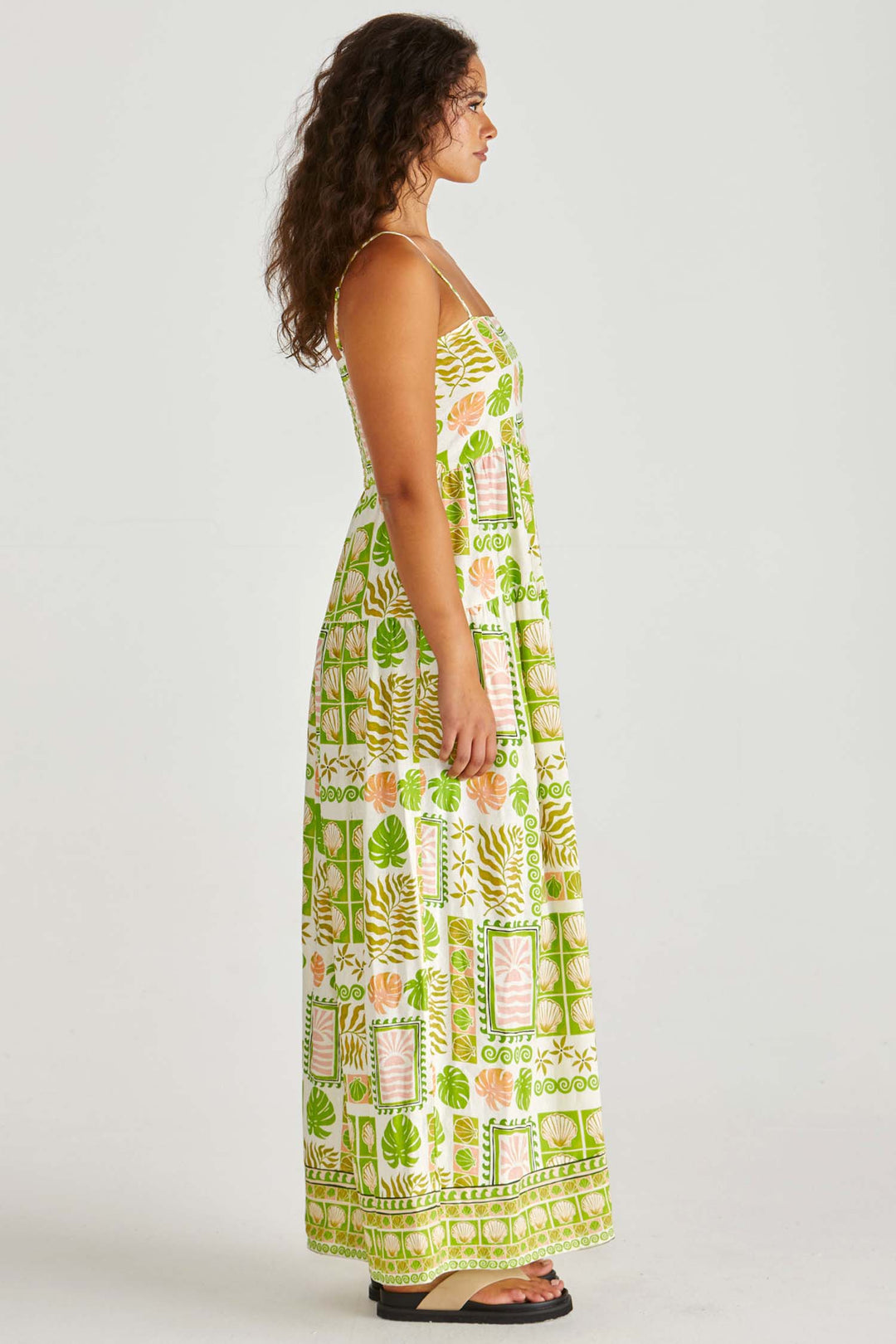 Emmett Maxi Dress in Green Shell Patchwork