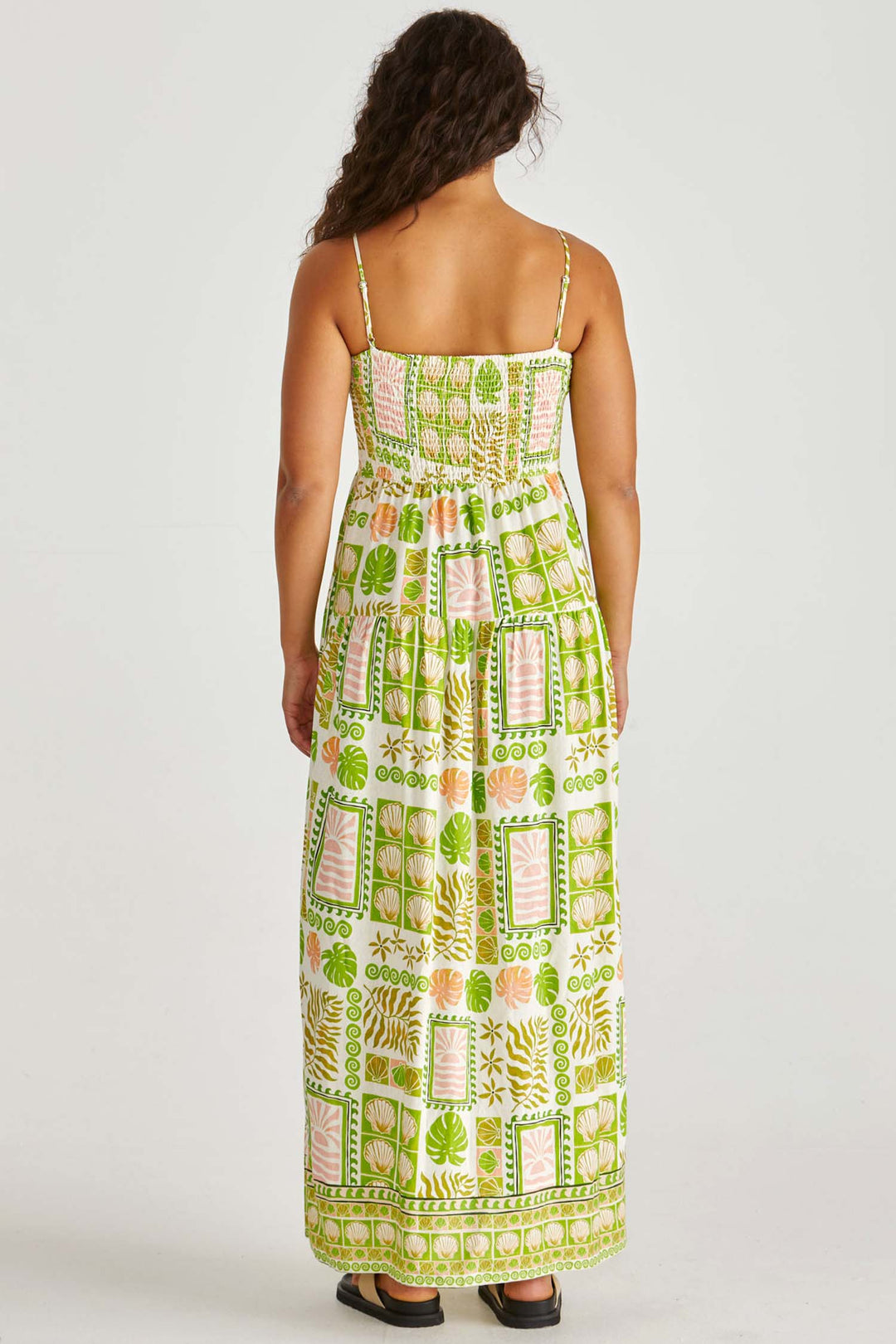 Emmett Maxi Dress in Green Shell Patchwork