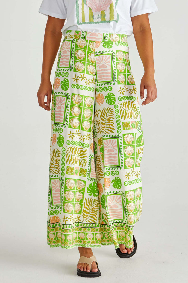 Emmett Wide Leg Pant in Green Shell Patchwork
