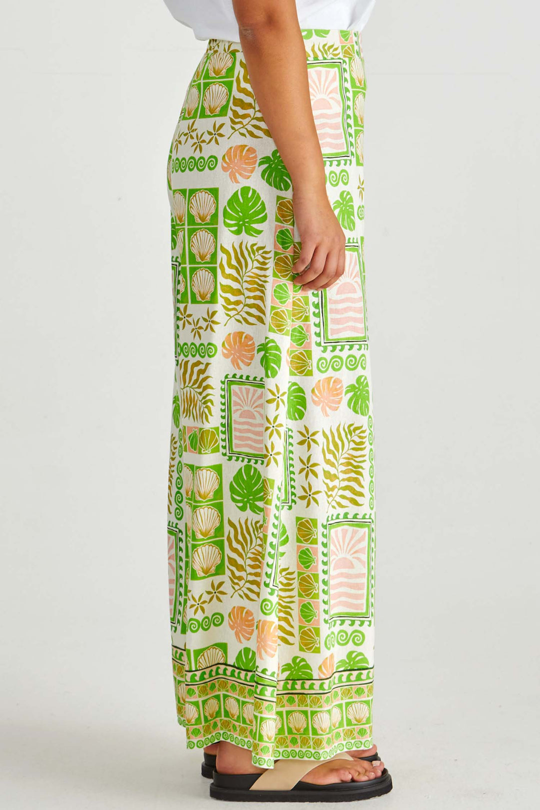 Emmett Wide Leg Pant in Green Shell Patchwork
