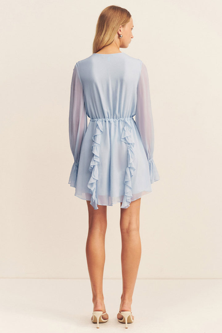 Emory Ruffle Mini Dress in Arcadian Blue