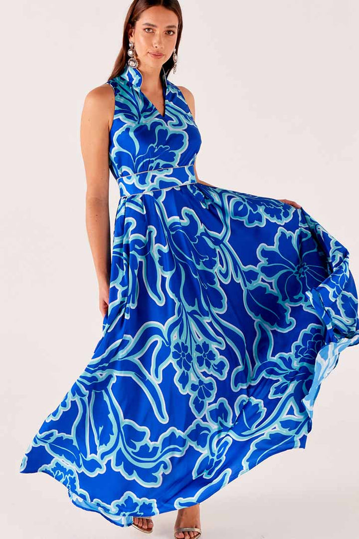 Empress Dress in Azure Blue Floral