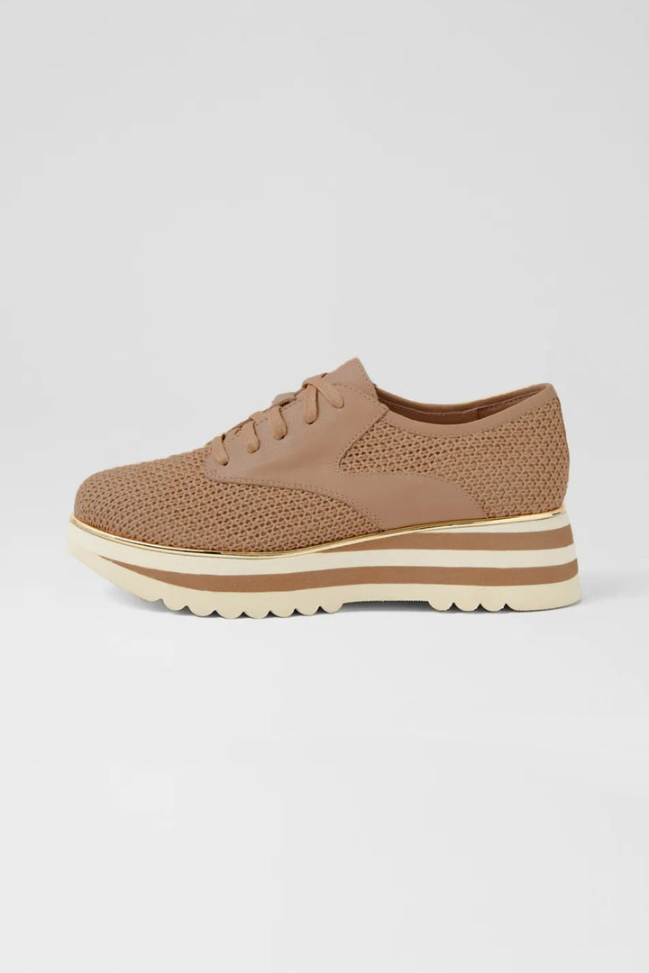Endo Syn Raffia Leather Sneakers in Coffee