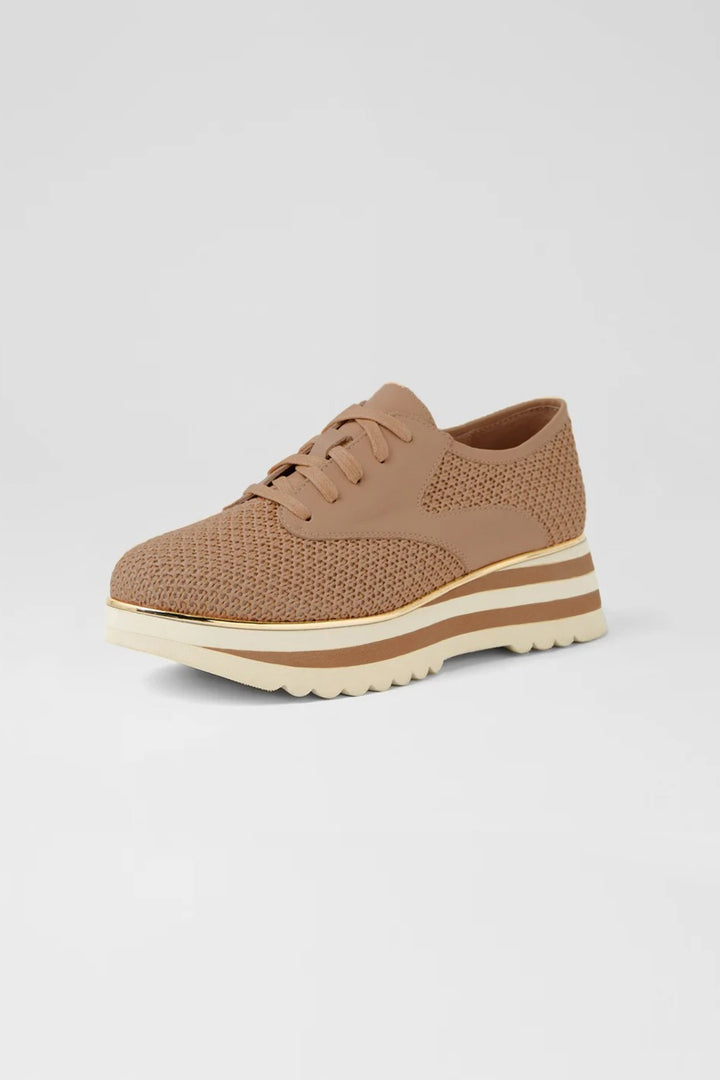 Endo Syn Raffia Leather Sneakers in Coffee