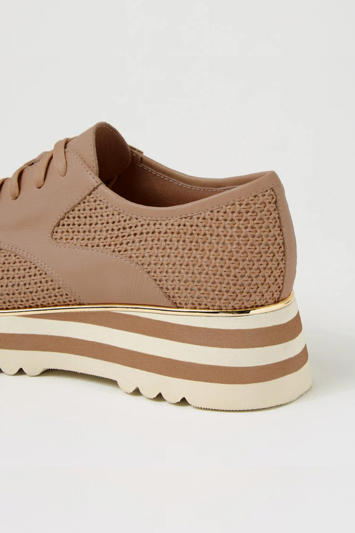 Endo Syn Raffia Leather Sneakers in Coffee