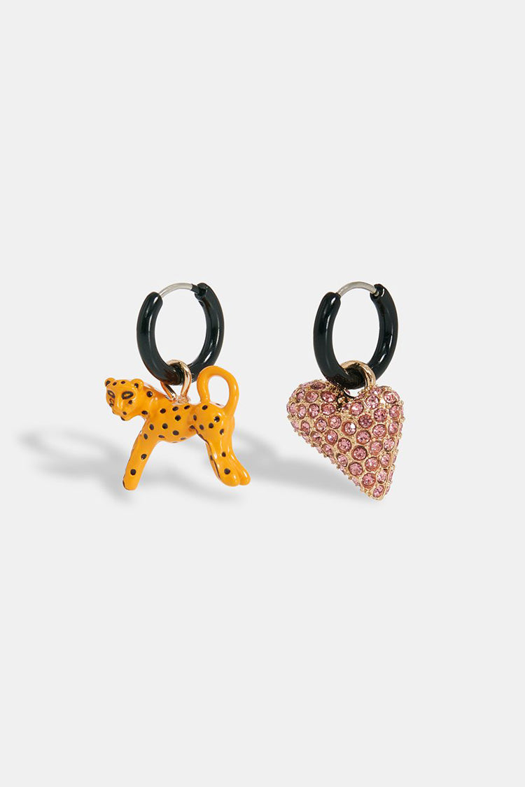 Eoli Hoop Earring - Heart & Cheetah