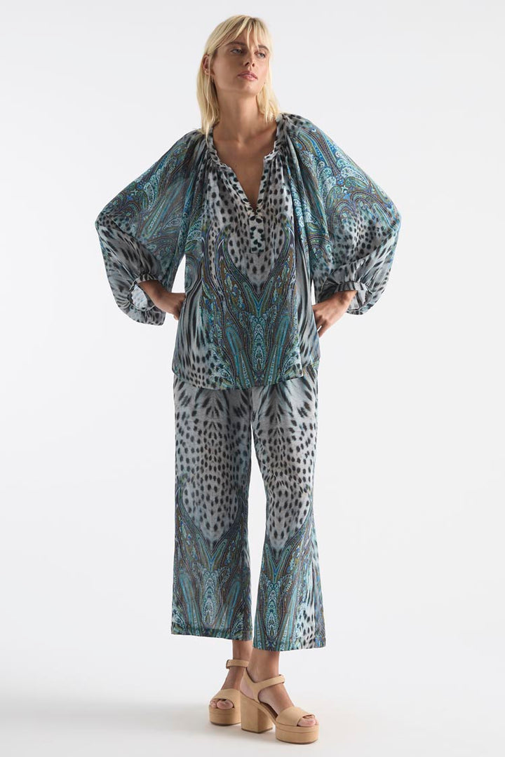 Escape Blouse in Peacock Print