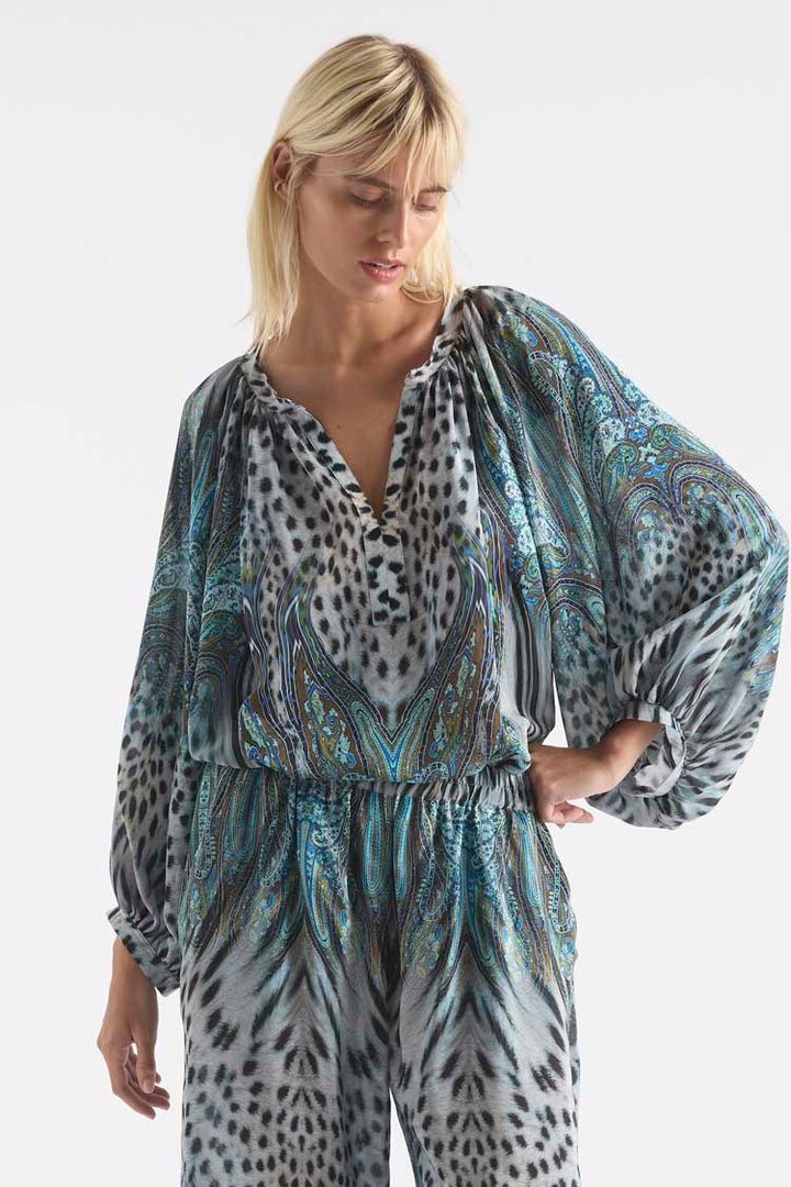 Escape Blouse in Peacock Print