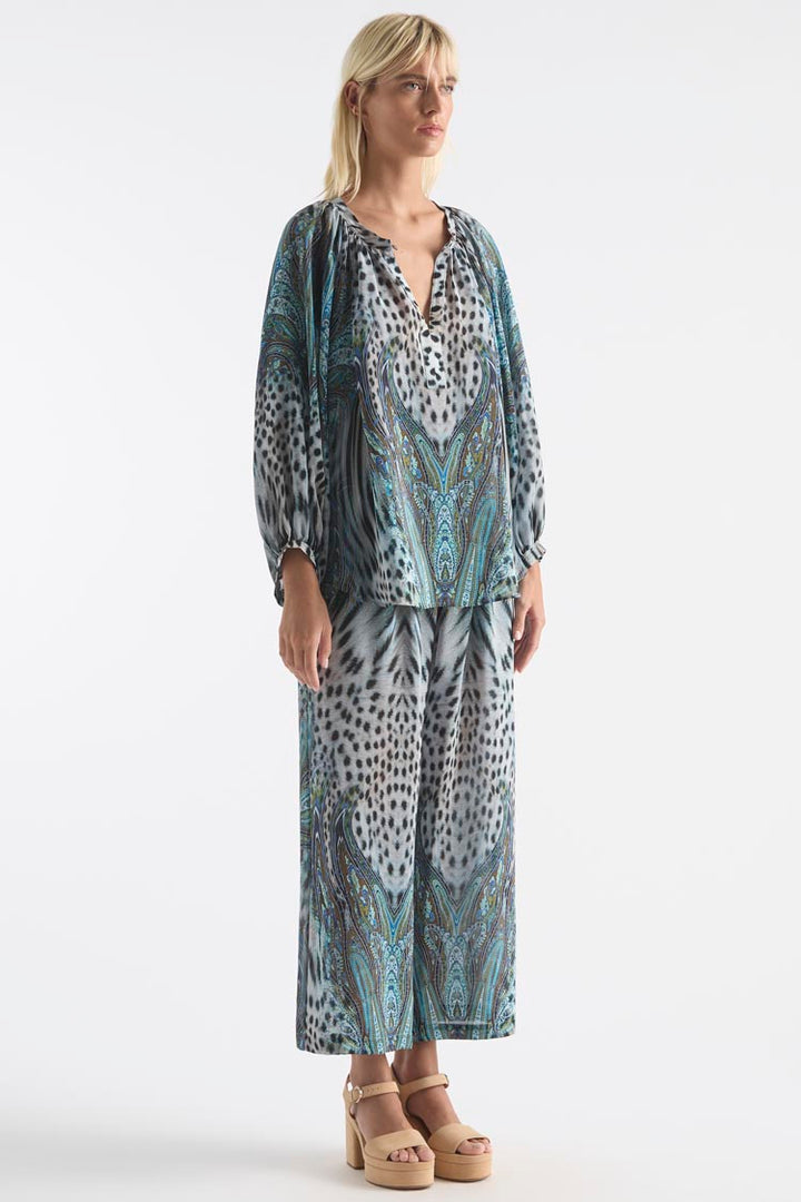 Escape Blouse in Peacock Print