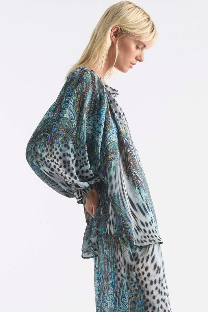 Escape Blouse in Peacock Print