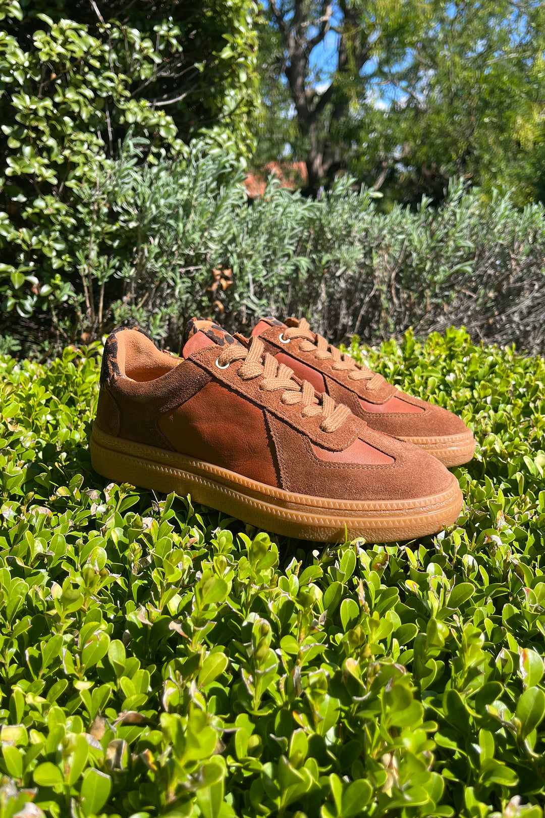Eslyn Leather Suede Sneakers in Tan