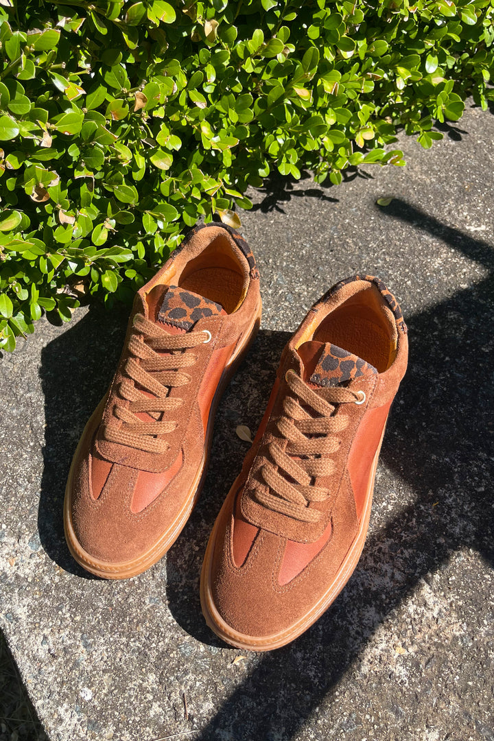 Eslyn Leather Suede Sneakers in Tan