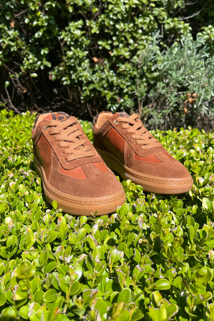 Eslyn Leather Suede Sneakers in Tan